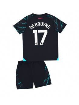 Billige Manchester City Kevin De Bruyne #17 Tredjedraktsett Barn 2023-24 Kortermet (+ Korte bukser)